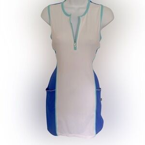 Sofiabella Tennis /Golf Dress - M white , blue ,teal , polyester spandex